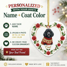 Load image into Gallery viewer, Poodle Ornament - Personalized Heart Shaped Christmas Rose Border - with Name-Christmas Ornament-Christmas,Personalize Artwork,Poodle-2