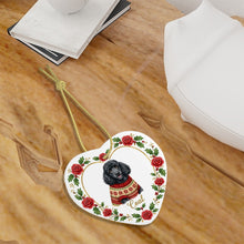 Load image into Gallery viewer, Poodle Ornament - Personalized Heart Shaped Christmas Rose Border - with Name-Christmas Ornament-Christmas,Personalize Artwork,Poodle-6