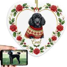 Load image into Gallery viewer, Poodle Ornament - Personalized Heart Shaped Christmas Rose Border - with Name-Christmas Ornament-Christmas,Personalize Artwork,Poodle-1