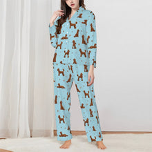 Load image into Gallery viewer, Poodle Pajamas for Women - XL Available - I Love Red Poodles-Pajamas-Apparel,Dog Mom Gifts,Pajamas,Poodle-Blue-XS-3