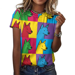 Pop Art Bull Terrier Love All Over Print Women's Cotton T-Shirt - 4 Colors-Apparel-Apparel, Bull Terrier, Shirt, T Shirt-3