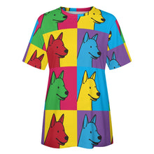 Load image into Gallery viewer, Pop Art Bull Terrier Love All Over Print Women&#39;s Cotton T-Shirt - 4 Colors-Apparel-Apparel, Bull Terrier, Shirt, T Shirt-2