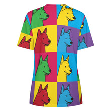 Load image into Gallery viewer, Pop Art Bull Terrier Love All Over Print Women&#39;s Cotton T-Shirt - 4 Colors-Apparel-Apparel, Bull Terrier, Shirt, T Shirt-4