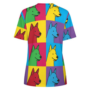 Pop Art Bull Terrier Love All Over Print Women's Cotton T-Shirt - 4 Colors-Apparel-Apparel, Bull Terrier, Shirt, T Shirt-4