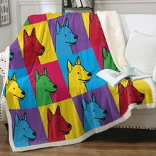 Load image into Gallery viewer, Pop Art Bull Terrier Love Soft Warm Fleece Blanket-Blanket-Blankets, Bull Terrier, Home Decor-Small-1