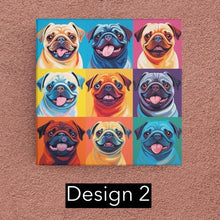 Load image into Gallery viewer, Pop Art Pugs Framed Canvas Wall Art Posters - 3 Designs-Art-Dog Art, Dog Dad Gifts, Dog Mom Gifts, Home Decor, Poster, Pug, Pug - Black-Design 2-Small - 8x8&quot;-5