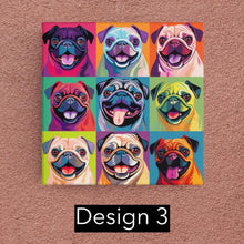 Load image into Gallery viewer, Pop Art Pugs Framed Canvas Wall Art Posters - 3 Designs-Art-Dog Art, Dog Dad Gifts, Dog Mom Gifts, Home Decor, Poster, Pug, Pug - Black-Design 3-Small - 8x8&quot;-6