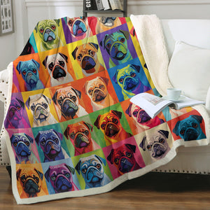 Pop Art Pugs Love Soft Warm Fleece Blankets - 2 Designs-Blanket-Blankets, Home Decor, Pug-12