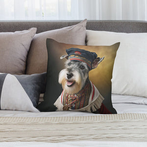 Portrait of Valor Schnauzer Plush Pillow Case-Cushion Cover-Dog Dad Gifts, Dog Mom Gifts, Home Decor, Pillows, Schnauzer-6