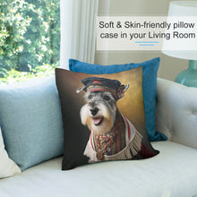 Load image into Gallery viewer, Portrait of Valor Schnauzer Plush Pillow Case-Cushion Cover-Dog Dad Gifts, Dog Mom Gifts, Home Decor, Pillows, Schnauzer-7