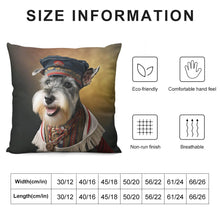 Load image into Gallery viewer, Portrait of Valor Schnauzer Plush Pillow Case-Cushion Cover-Dog Dad Gifts, Dog Mom Gifts, Home Decor, Pillows, Schnauzer-12 &quot;×12 &quot;-White-1