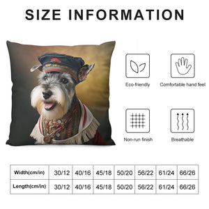 Portrait of Valor Schnauzer Plush Pillow Case-Cushion Cover-Dog Dad Gifts, Dog Mom Gifts, Home Decor, Pillows, Schnauzer-12 "×12 "-White-1