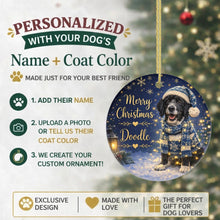 Load image into Gallery viewer, Portuguese Water Dog Christmas Ornament - Cozy Winter Pet Portrait Design - Personalize with Photo and Name-Christmas Ornament-Christmas,Christmas Ornament,Personalize Artwork,Portuguese Water Dog-2