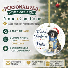 Load image into Gallery viewer, Portuguese Water Dog Christmas Ornament - Cozy Winter Pet Portrait Design - Personalize with Photo and Name-Christmas Ornament-Christmas,Christmas Ornament,Personalize Artwork-2