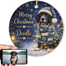 Load image into Gallery viewer, Portuguese Water Dog Christmas Ornament - Cozy Winter Pet Portrait Design - Personalize with Photo and Name-Christmas Ornament-Christmas,Christmas Ornament,Personalize Artwork,Portuguese Water Dog-1