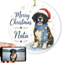 Load image into Gallery viewer, Portuguese Water Dog Christmas Ornament - Cozy Winter Pet Portrait Design - Personalize with Photo and Name-Christmas Ornament-Christmas,Christmas Ornament,Personalize Artwork-1