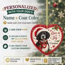 Load image into Gallery viewer, Portuguese Water Dog Christmas Ornament - Love &amp; Joy Heart Shaped Portrait - Personalize with Photo and Name-Christmas Ornament-Christmas,Christmas Ornament,Personalize Artwork,Portuguese Water Dog-2