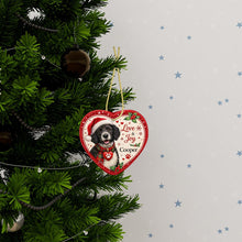 Load image into Gallery viewer, Portuguese Water Dog Christmas Ornament - Love &amp; Joy Heart Shaped Portrait - Personalize with Photo and Name-Christmas Ornament-Christmas,Christmas Ornament,Personalize Artwork,Portuguese Water Dog-3