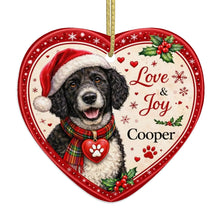 Load image into Gallery viewer, Portuguese Water Dog Christmas Ornament - Love &amp; Joy Heart Shaped Portrait - Personalize with Photo and Name-Christmas Ornament-Christmas,Christmas Ornament,Personalize Artwork,Portuguese Water Dog-4