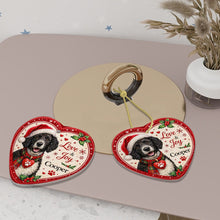 Load image into Gallery viewer, Portuguese Water Dog Christmas Ornament - Love &amp; Joy Heart Shaped Portrait - Personalize with Photo and Name-Christmas Ornament-Christmas,Christmas Ornament,Personalize Artwork,Portuguese Water Dog-6