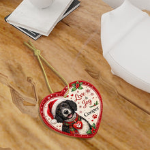 Load image into Gallery viewer, Portuguese Water Dog Christmas Ornament - Love &amp; Joy Heart Shaped Portrait - Personalize with Photo and Name-Christmas Ornament-Christmas,Christmas Ornament,Personalize Artwork,Portuguese Water Dog-7