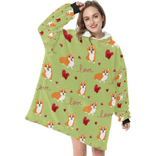 Load image into Gallery viewer, Precious Corgi Love Blanket Hoodie for Women-Apparel-Apparel, Blankets-11