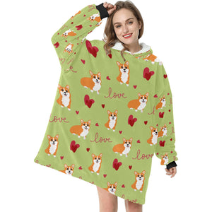 Precious Corgi Love Blanket Hoodie for Women-Apparel-Apparel, Blankets-11