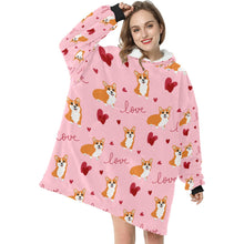 Load image into Gallery viewer, Precious Corgi Love Blanket Hoodie for Women-Apparel-Apparel, Blankets-3