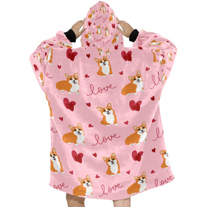 Precious Corgi Love Blanket Hoodie for Women-Apparel-Apparel, Blankets-4
