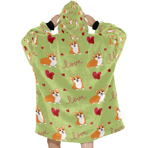 Precious Corgi Love Blanket Hoodie for Women-Apparel-Apparel, Blankets-8