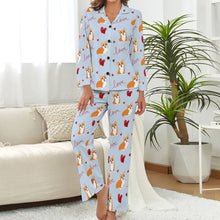 Load image into Gallery viewer, Precious Corgi Love Pajamas Set for Women-Pajamas-Apparel, Corgi, Pajamas-11