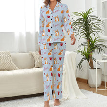 Load image into Gallery viewer, Precious Corgi Love Pajamas Set for Women-Pajamas-Apparel, Corgi, Pajamas-13
