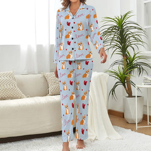 Precious Corgi Love Pajamas Set for Women-Pajamas-Apparel, Corgi, Pajamas-13