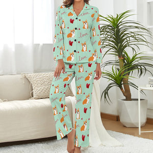 Precious Corgi Love Pajamas Set for Women-Pajamas-Apparel, Corgi, Pajamas-4