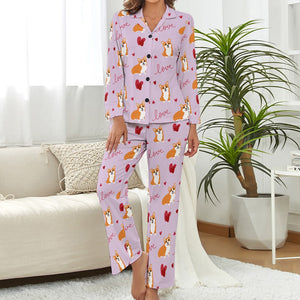 Precious Corgi Love Pajamas Set for Women-Pajamas-Apparel, Corgi, Pajamas-9