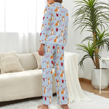 Load image into Gallery viewer, Precious Corgi Love Pajamas Set for Women-Pajamas-Apparel, Corgi, Pajamas-S-LightSteelBlue1-12