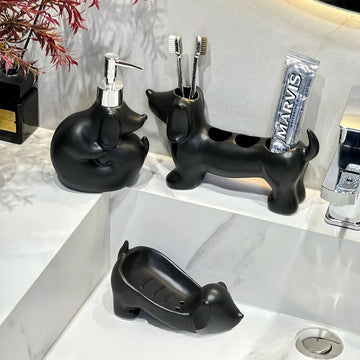 Precious Dachshund Ceramic Bathroom Utilities Set 7 360x