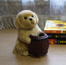 Load image into Gallery viewer, Precious Furry Golden Retriever Love Resin and Faux Fur Pencil Holder-A-14