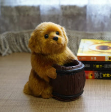 Load image into Gallery viewer, Precious Furry Golden Retriever Love Resin and Faux Fur Pencil Holder-B-1