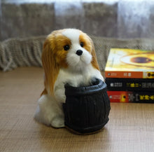 Load image into Gallery viewer, Precious Furry King Charles Spaniel Love Resin and Faux Fur Pencil Holder-11