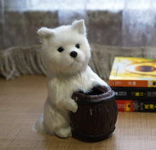 Load image into Gallery viewer, Precious Furry Westie Love Resin and Faux Fur Pencil Holder-H-1