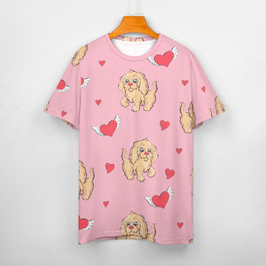 Precious Goldendoodle Love All Over Print Women's Cotton T-Shirts - 4 Colors-Apparel-Apparel, Doodle, Goldendoodle, Shirt, T Shirt-10