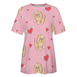 Precious Goldendoodle Love All Over Print Women's Cotton T-Shirts - 4 Colors-Apparel-Apparel, Doodle, Goldendoodle, Shirt, T Shirt-11