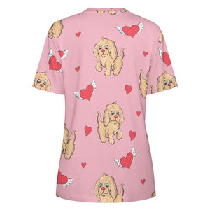 Precious Goldendoodle Love All Over Print Women's Cotton T-Shirt - 4 Colors-Apparel-Apparel, Doodle, Goldendoodle, Shirt, T Shirt-4
