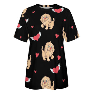 Precious Goldendoodle Love All Over Print Women's Cotton T-Shirt - 4 Colors-Apparel-Apparel, Doodle, Goldendoodle, Shirt, T Shirt-11