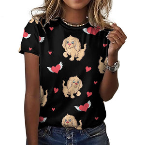 Precious Goldendoodle Love All Over Print Women's Cotton T-Shirt - 4 Colors-Apparel-Apparel, Doodle, Goldendoodle, Shirt, T Shirt-14