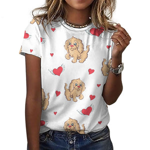 Precious Goldendoodle Love All Over Print Women's Cotton T-Shirt - 4 Colors-Apparel-Apparel, Doodle, Goldendoodle, Shirt, T Shirt-3
