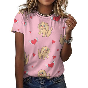 Precious Goldendoodle Love All Over Print Women's Cotton T-Shirt - 4 Colors-Apparel-Apparel, Doodle, Goldendoodle, Shirt, T Shirt-6