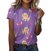 Load image into Gallery viewer, Precious Goldendoodle Love All Over Print Women&#39;s Cotton T-Shirt - 4 Colors-Apparel-Apparel, Doodle, Goldendoodle, Shirt, T Shirt-10