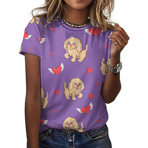 Precious Goldendoodle Love All Over Print Women's Cotton T-Shirt - 4 Colors-Apparel-Apparel, Doodle, Goldendoodle, Shirt, T Shirt-10